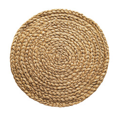 Round Placemat in Natural Braided Jute, Round placemat made of natural braided jute, showcasing a textured, isolated on transparent background