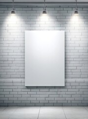 Blank canvas on brick wall with spotlights