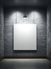 Empty gallery wall, blank canvas, brick