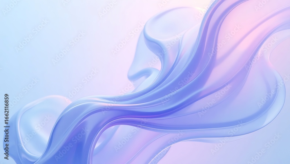 Poster abstract 3d rendering of a flowing wave. a modern elegant liquid shape with a glossy blue and purple