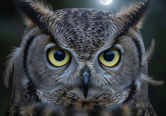 Obraz premium Majestic Owl Close-Up Portrait of a Wise Bird