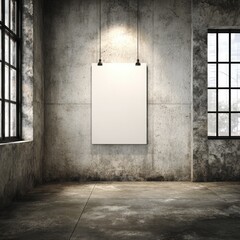 Empty gallery wall with blank poster