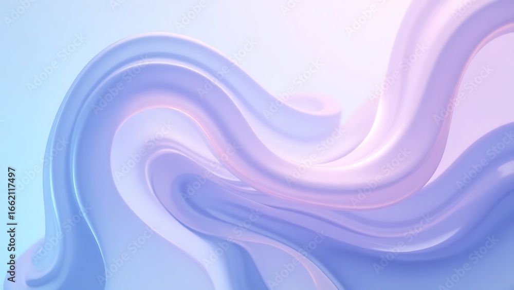 Aufkleber abstract 3d rendering of a flowing wave. a modern elegant liquid shape with a glossy blue and purple