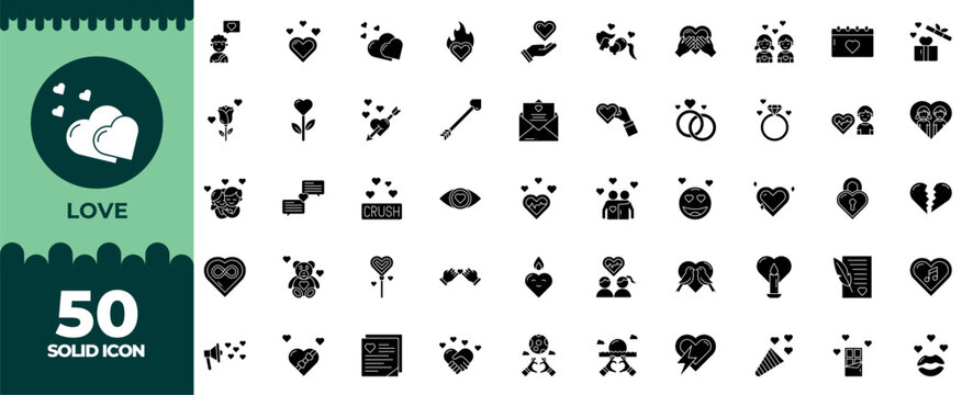 Love solid editable icon set