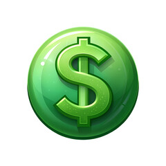 Obraz premium Green dollar sign coin isolated on transparent background