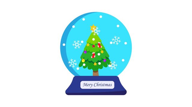 Christmas globe icon animation. 4k video, snow globe.