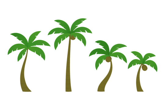 A set of different beautiful trees - cartoon trees with green leaves, minimalist vector 