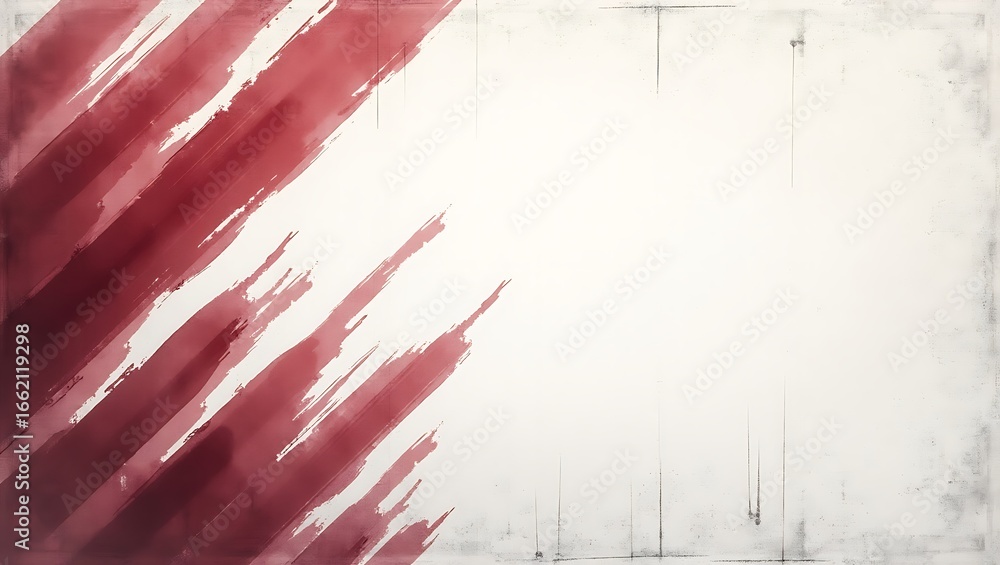 Poster abstract background with hand-painted red diagonal stripes. a creative and artistic design with a ru
