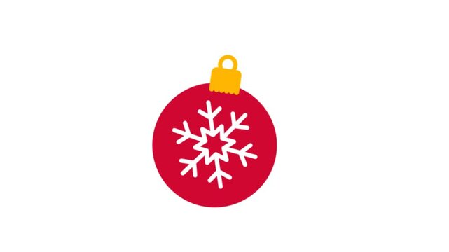 Christmas ball decoration hanging ornament shiny tree bauble icon video, Christmas tree red ball,Video vector animation, 4K