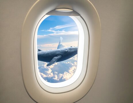 Fototapeta Whale seen through an airplane window