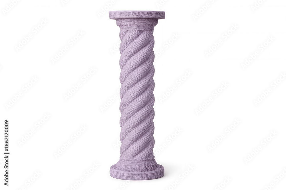 Poster purple architectural column twisting elegantly, symbolizing classical design elements against transp