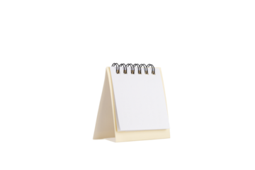 Blank desk calendar mockup for schedule, planning, or agenda. Empty paper template for your design, isolated on white background with clipping path.