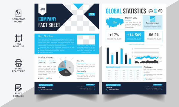 Technical Fact Sheet layout template. Product Catalogue & modern a4 product catalog design template, Minimalist product brochure template design, A4 flyer, corporate flyer, business flyer, catalog