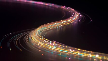 Fiber optic cable light trails abstract background high speed internet connection technology - Powered by Adobe