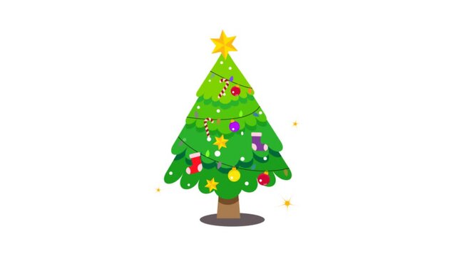 Christmas Tree Animation Merry Christmas white Background, 4k video