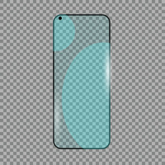 screen,protector,blue realistic vector transparent blue glass screen protector for modern smartphone device mockup
