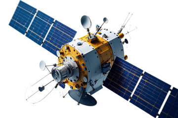 Satellite in space. Isolate on transparent background.3d rendering.