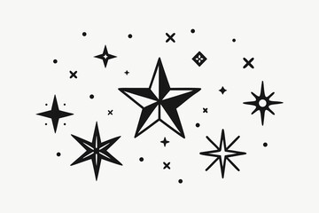 Stunning celestial starbursts and sparkling dots create a magical design, perfect for modern branding, elegant invitations, and dreamy holiday projects.