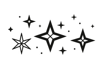 Obraz premium Shining starburst collection design elements for elegant celestial themes, modern branding, and festive holiday decorations, creating captivating visual statements