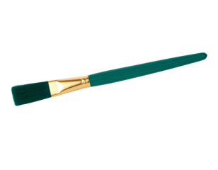 Turquoise paintbrush isolated on transparent background. deep lake green brush