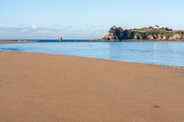 Guidel Morbihan Clohars Carnoet Finister Tranquil Sandy Beach Under Clear Blue Sky