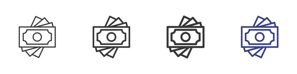 Banknote Vectors Icon Set Illustration with Outline Style Variation