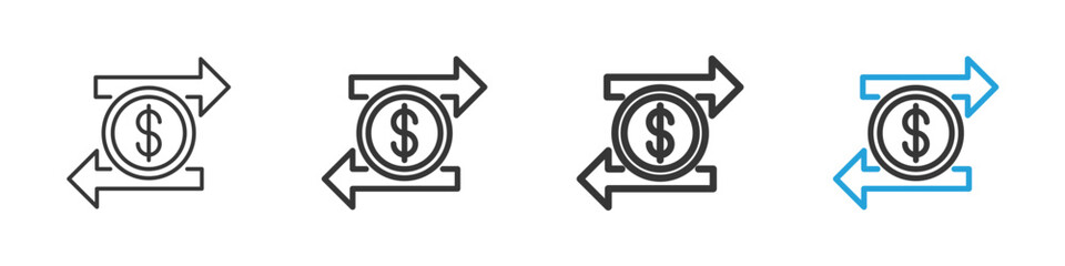 Transfer Money Vectors Icon Set Illustration with Outline Style Variation