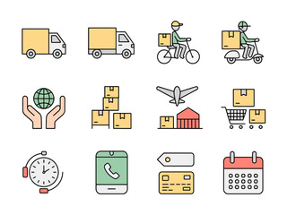 Title: Eco-Friendly Delivery and Shopping Icons Set