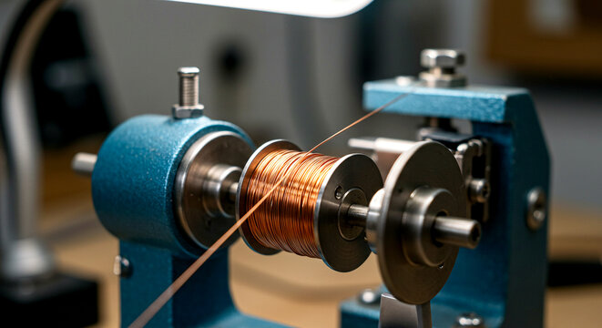 Blue wire winding machine with copper spool