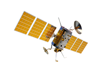 Satellite in space. Isolate on transparent background.3d rendering.