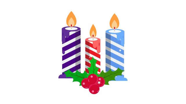 Christmas Candle Icon . Isolated on a White Background. 4K  Video, Motion Graphic Animation video
