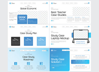 Minimal And Classic Case Study Booklet, Case Study Template | Business Case Study Booklet Layout with blue elements | Double Side Flyer Template, Case Study Website Landing Page Template