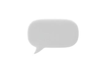 Fototapeta premium A pristine, photorealistic 3D white speech bubble with soft rounded edges floats gently in a brilliant white seamless minimalist studio with ample copy space, concept of open communication