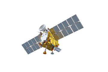 Satellite in space. Isolate on transparent background.3d rendering.