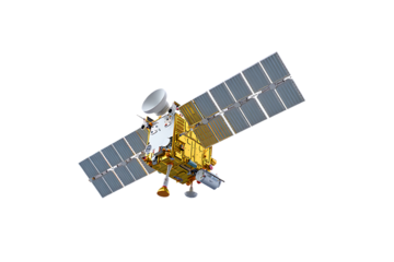 Satellite in space. Isolate on transparent background.3d rendering.