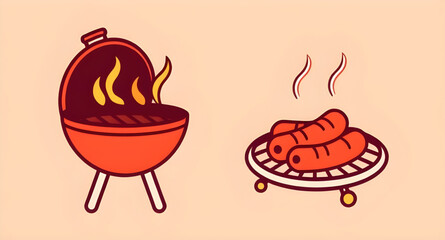 barbecue vector art, bbq symbol, bbq utensils vector, grilling food illustration, meat on grill vector, open barbecue icon, round bbq grill vector, modern barbecue illustration, classic grill icon, fi