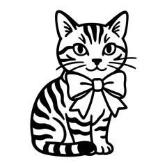 Tabby Cat with Coquette Bow