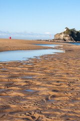 Guidel Morbihan Clohars Carnoet Finistere Curved Tidal Channels on Low Tide Sandy Beach