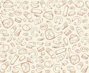 Meat production. Vector drawing food