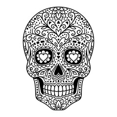 Hispanic heritage month usa vector art of ornate sugar skull illustration, a symbol of the day of the dead celebration vector