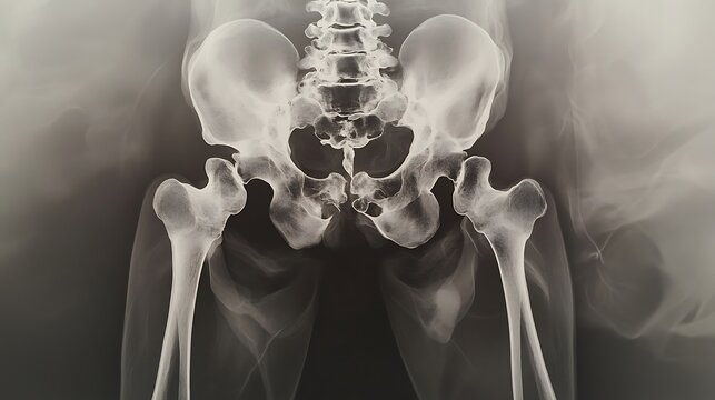 Pelvis Femur & Spine Radiography, Front XRay Human Bones Anatomy, Skeletal System