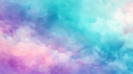 Soft watercolor background, pastel gradient sky tones, teal blue purple pink blend, dreamy clouds, artistic wash, ethereal texture, poster header backdrop
