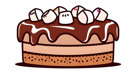 chocolate cake isolated on white