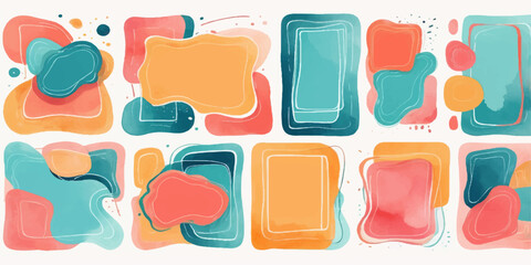 Glossy 3D ice cream and chocolate icons in a blank orange square vector illustration