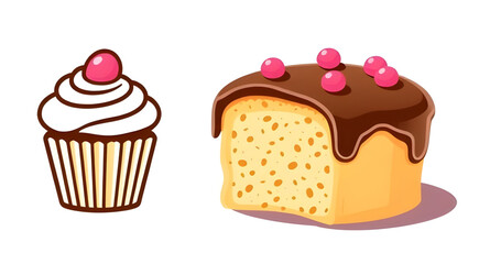 chocolate cup cake and cake
