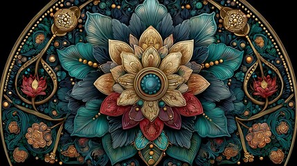 Vibrant floral mandala decorative design high resolution picture