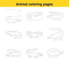 Nine Playful Cartoon Alligator and Crocodile Coloring Pages for Kids with Water Elements reptile marsh