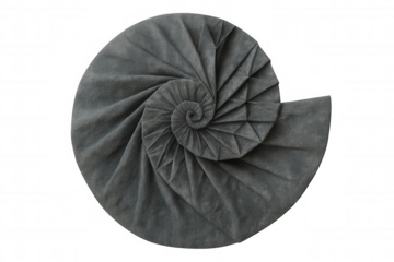Folded paper forming a nautilus shell, showcasing precision and craftsmanship with transparent background