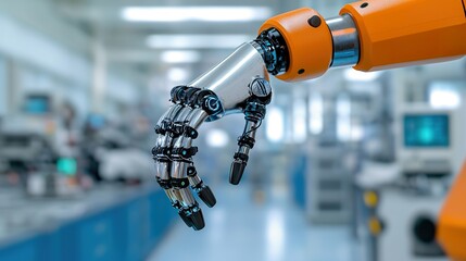 Robotic arm gripper mechanism, metallic fingers, precise alignment