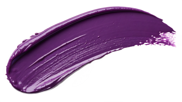 A vibrant purple paint smear creates a textured stroke isolated on transparent background, perfect for adding a rich and artistic touch to any design